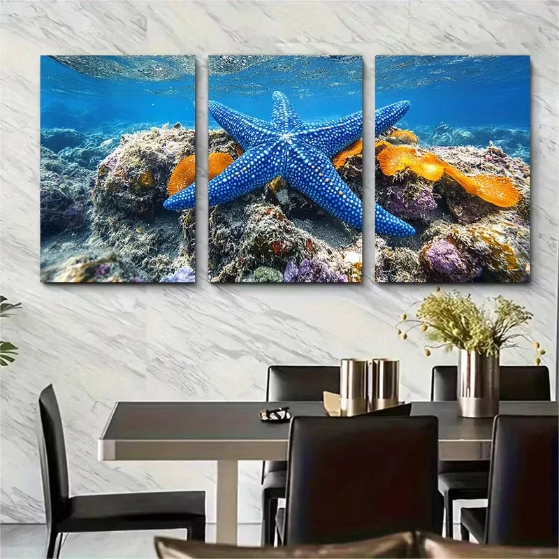 3pcs Relaxing Seafloor in Komodo Island Metal Print Ready to Hang Art