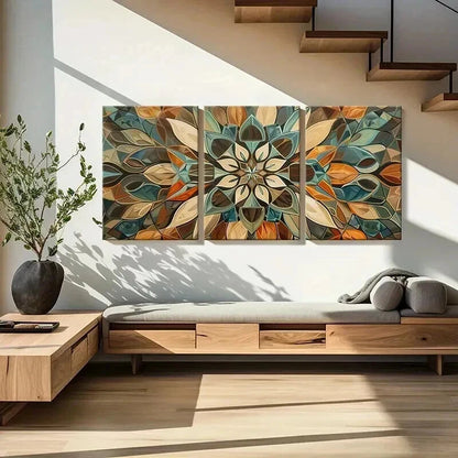 3pcs Abstract Colorful Floral Geometric Shapes Wall Art Set Canvas Framed 60x90cm - High Quality Print 100% Australian Made Wall Canvas Ready to Hang - Bella Home Decor