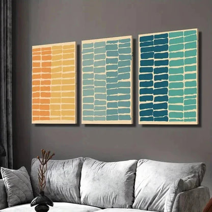 3pcs Abstract Colorful Horizontal Stripes Wall Art Canvas Unframed - High Quality Print 100% Australian Made Wall Canvas - Bella Home Decor