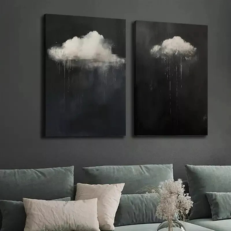 2pcs Decoration Oil Painting, Gothic Abstract Clouds Canvas Framed 50x75cm - High Quality Print 100% Australian Made Wall Canvas Ready to Hang - Bella Home Decor