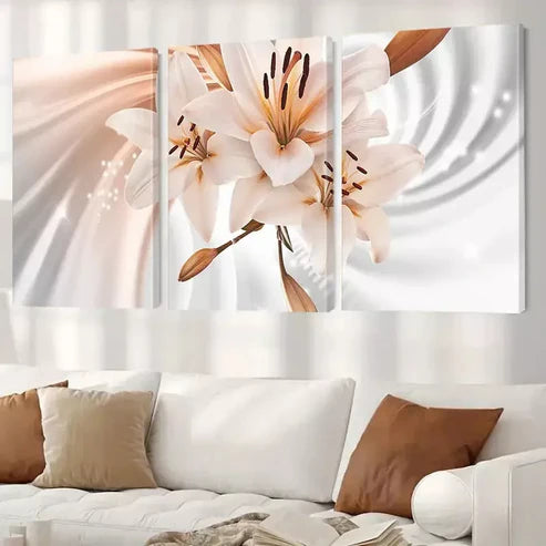 3pcs Lily Wall Art Botanical Wall Art Set Canvas Unframed - High Quality Print 100% Australian Made Wall Canvas