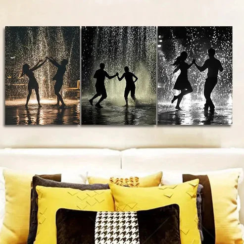 3pcs Walk in the rain Couple Wall Art Set Canvas Unframed - High Quality Print 100% Australian Made Wall Canvas