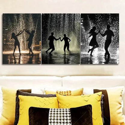 3pcs Walk in the rain Couple Wall Art Set Canvas Unframed - High Quality Print 100% Australian Made Wall Canvas