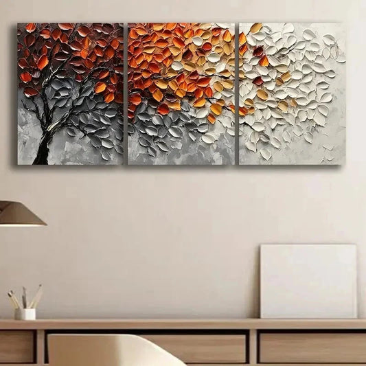 3pcs Autumn Tree Nature Colorful Perfect Wall Art Set Canvas Framed 60x90cm - High Quality Print 100% Australian Made Wall Canvas Ready to Hang