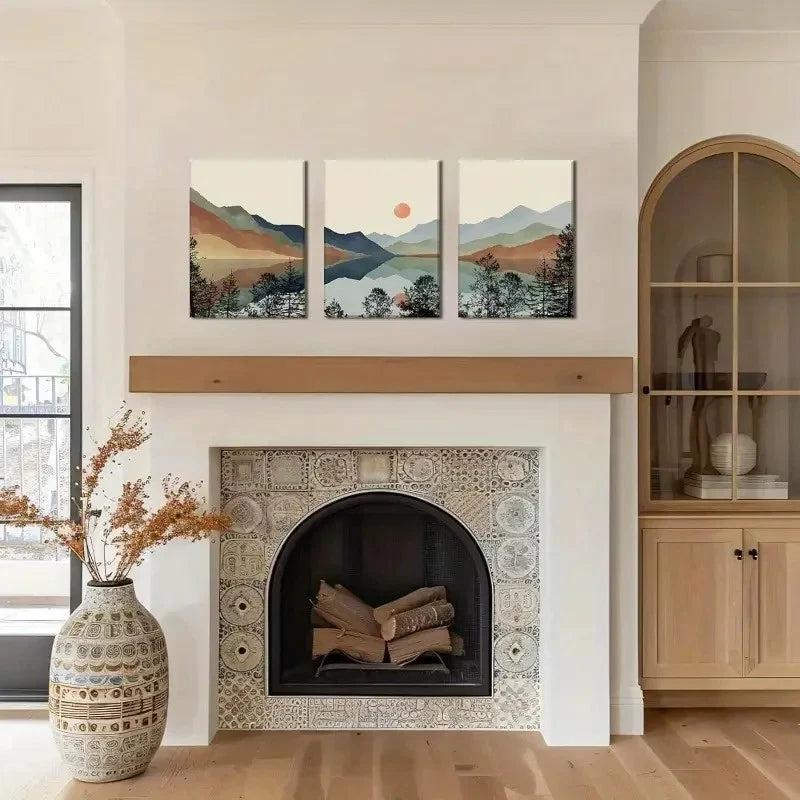 3pcs Sun Forest Abstract Nature Landscape Metal Print Ready to Hang Art