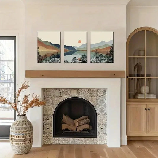 3pcs Sun Forest Abstract Nature Landscape Metal Print Ready to Hang Art