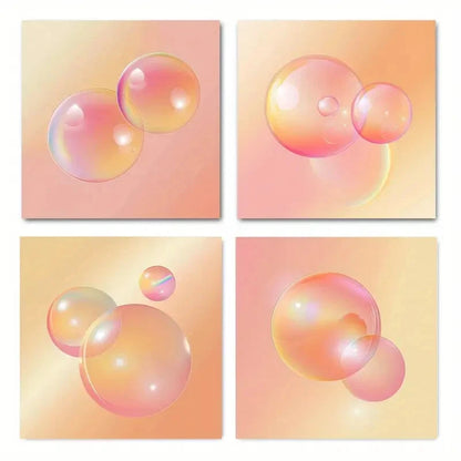 4pcsVibrant Orange & PinkWall Art Canvas Framed