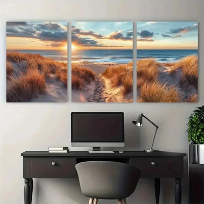 3pcs Ditch Plains Beach Montauk Perfect Wall Art Set Canvas Framed 60x90cm - High Quality Print 100% Australian Made Wall Canvas Ready to Hang - Bella Home Decor