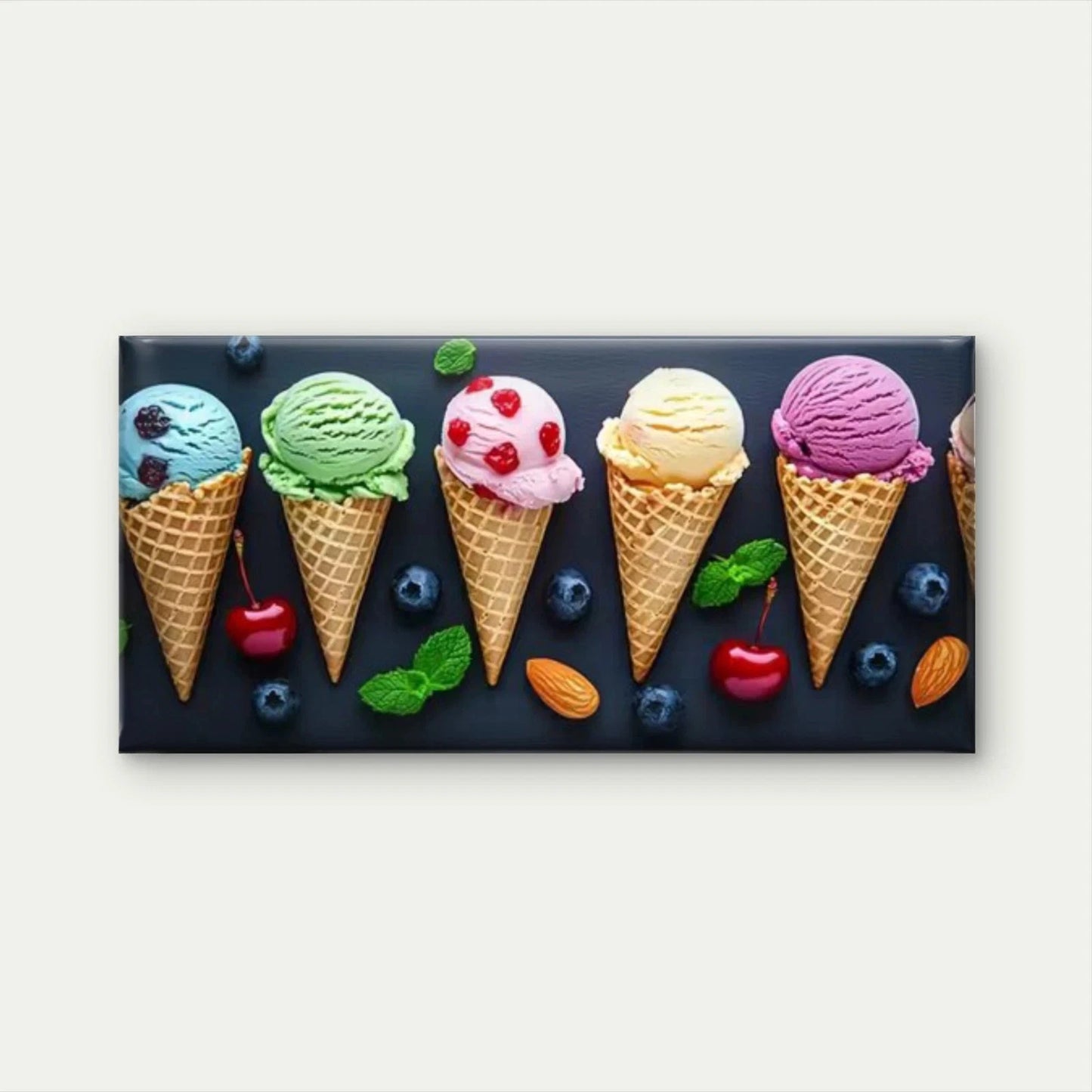 Pastel Minimalist Ice Cream Wall Art Canvas Office Home Room Framed 120x60cm - Bella Home Decor