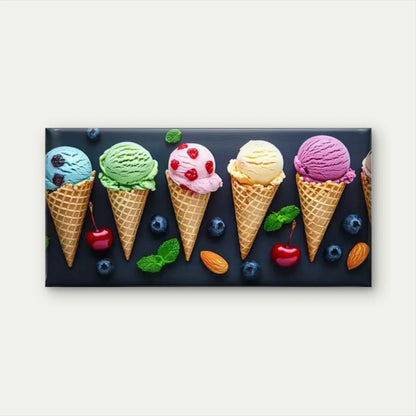 Pastel Minimalist Ice Cream Wall Art Canvas Office Home Room Framed 120x60cm - Bella Home Decor