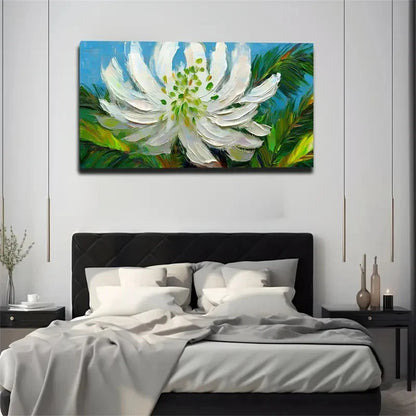 Acrylic Style A White Flower Wall Art Canvas Office Home Room Framed 120x60cm