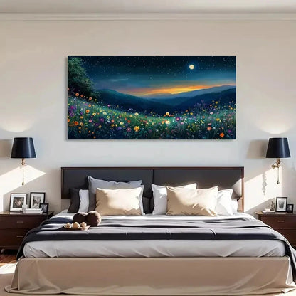 Modern Farmhouse Floral River Wall Art Canvas Office Home Room Framed 120x60cm