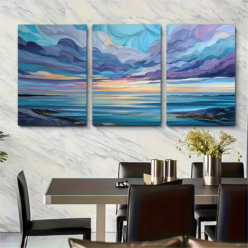3pcs Coastal Motif Summer Scenery Landscapes Metal Print Ready to Hang Art - Bella Home Decor
