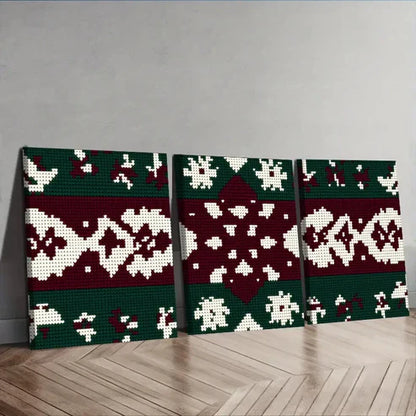 3pcs Christmas sweater pattern  Wall Art Set Canvas Unframed - High Quality Print 100% Australian Made Wall Canvas - Bella Home Decor