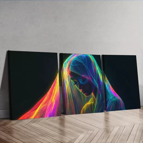3 PCS Modern Rainbow Woman Design Wall Art Set Canvas Unframed - High Quality Print 100% Australian Made Wall Canvas