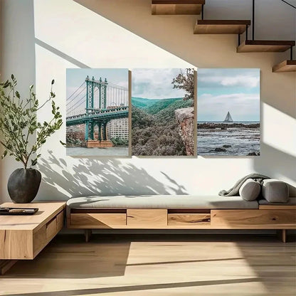 3pcs Manhattan Bridge Photo Art Metal Print Ready to Hang Art