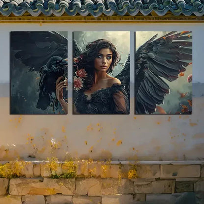 3pcs Crow On An Angles' Shoulder Art Canvas Unframed - High Quality Print 100% Australian Made Wall Canvas - Bella Home Decor