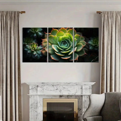 3pcs Succulent Plant Colorful Natural Beauty Metal Print Ready to Hang Art - Bella Home Decor