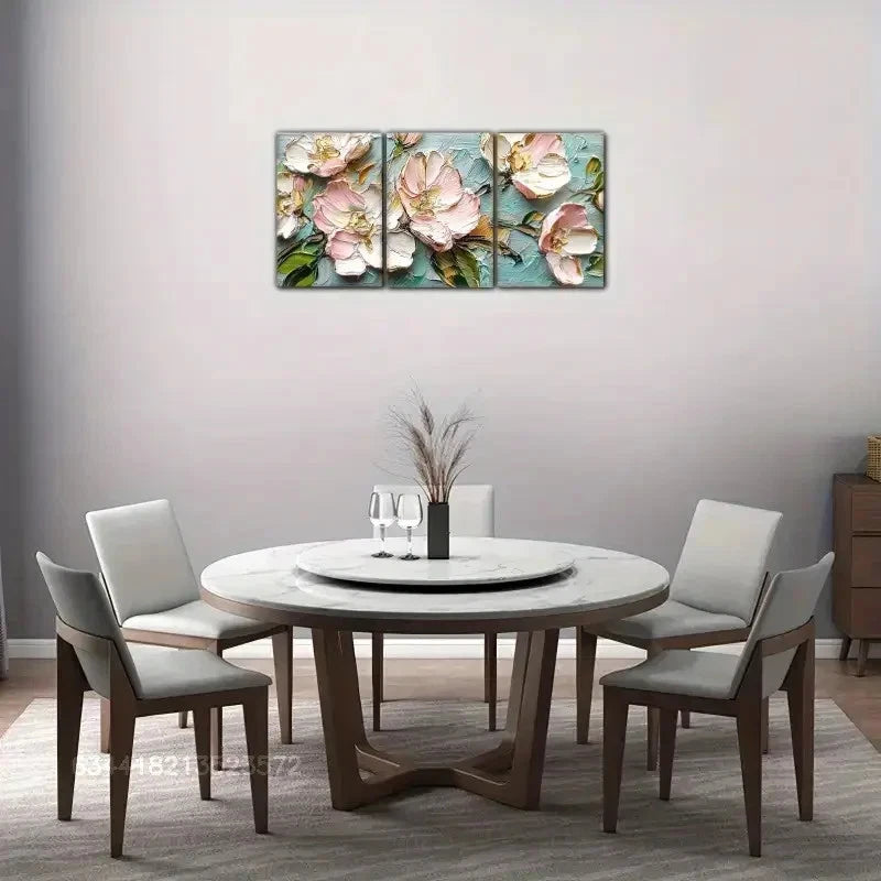 3pcs Abstract Style Art Wall Decor Floral Metal Print Ready to Hang Art - Bella Home Decor