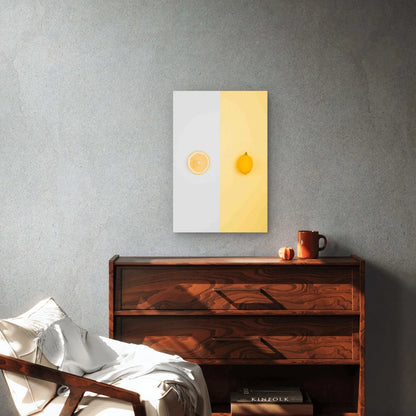 Lemon with Plain Background Metal Print Ready to Hang