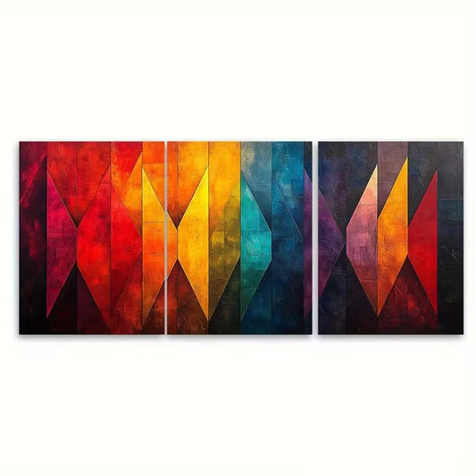 3pcs Angular Geometric Pattern Metal Print Ready to Hang Art