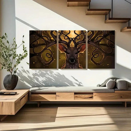 3pcs Fantasy Deer Antlers Animal Decor Wall Art Set Canvas Framed 40x60cm - High Quality Print 100% Australian Made Wall Canvas Ready to Hang