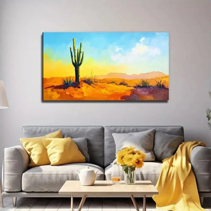 Vibrant Cactus Bohemian Wall Art Canvas Office Home Room Framed 120x60cm