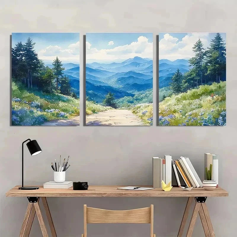 3pcs Blue Ridge Parkway Appalachian Perfect Wall Art Set Canvas Framed 50x70cm - High Quality Print 100% Australian Made Wall Canvas Ready to Hang - Bella Home Decor