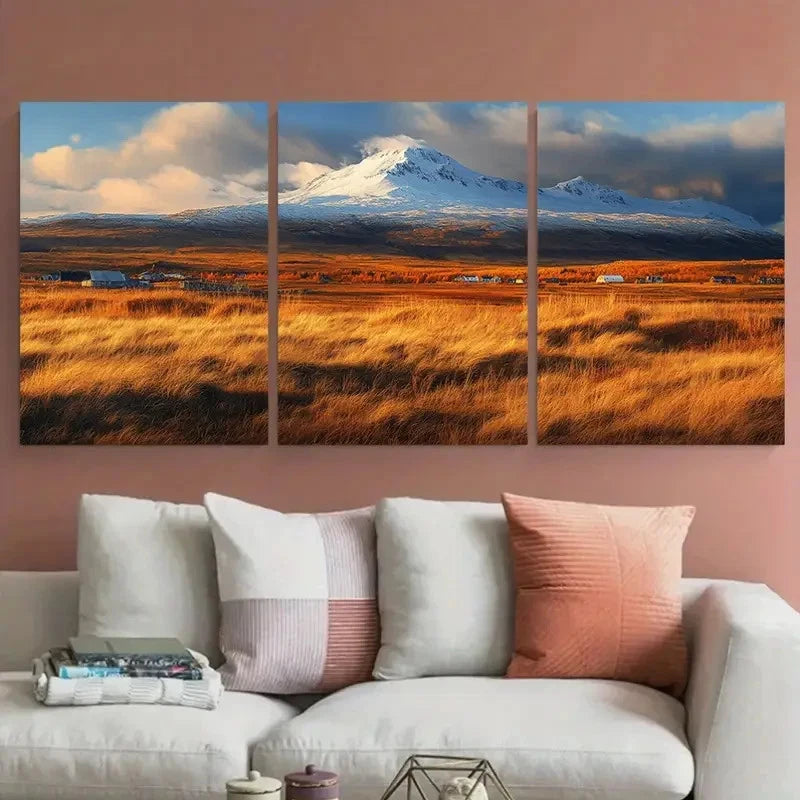 3pcs Vantajokull Iceland Travel Natural & Urban Metal Print Ready to Hang Art - Bella Home Decor