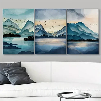 3pcs Abstract Mountain Canvas Framed 60x90cm - High Quality Print 100% Australian Made Wall Canvas Ready to Hang - Bella Home Decor