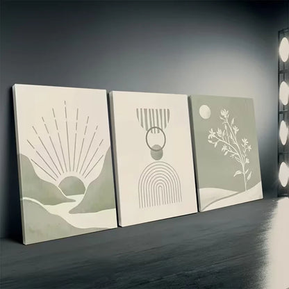 3pcs Sage Green Abstract Wall Art Set Canvas Framed 60x90cm High Quality Print 100% Australian Made Wall Canvas Ready to Hang
