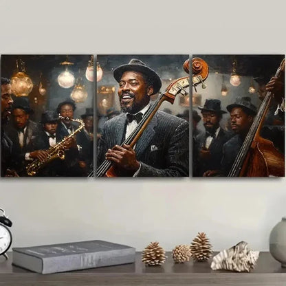 3pcs Featuring a Jazz Club Theme Wall Art Set Canvas Unframed - High Quality Print 100% Australian Made Wall Canvas