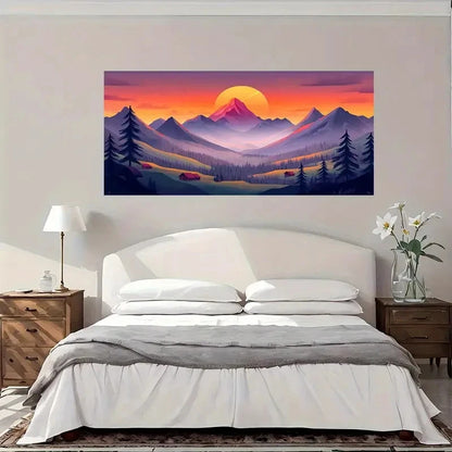 Sunset Mountain Landscape Wall Art Canvas Office Home Room Framed 120x60cm