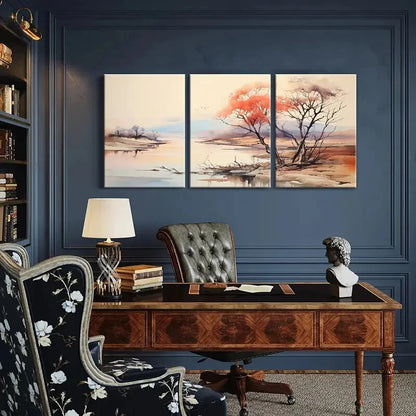 3pcs Abstract Landscape Art Watercolor Painting Metal Print Ready to Hang Art - Bella Home Decor