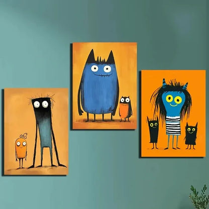 3pcs Painting of Three People Wall Art Set Canvas Unframed - High Quality Print 100% Australian Made Wall Canvas