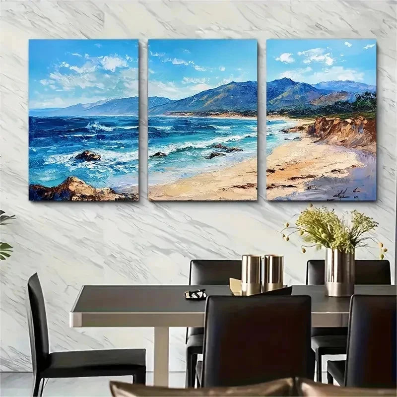 3pcs Mountain Impasto Oil Painting Perfect Wall Art Set Canvas Framed 50x70cm - High Quality Print 100% Australian Made Wall Canvas Ready to Hang