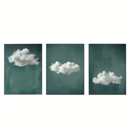 3pcs Depicting Green & Clouds  Wall Art Set Canvas Framed 60x90cm - High Quality Print 100% Australian Made Wall Canvas Ready to Hang - Bella Home Decor