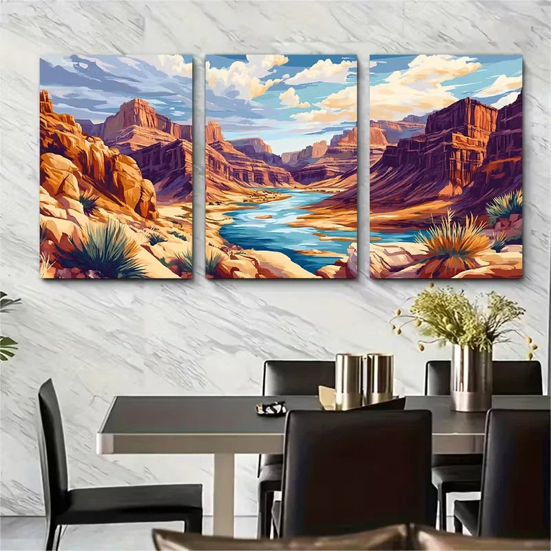 3pcs Arizona Desert Landscape Art Metal Print Ready to Hang Art - Bella Home Decor