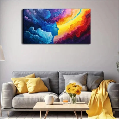 Vibrant Blue & Orange Clouds Wall Art Canvas Office Home Room Framed 120x60cm - Bella Home Decor