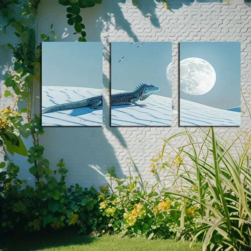 3pcs Lizards Crows Hovering Overhead Metal Print Ready to Hang Art - Bella Home Decor
