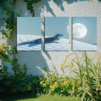 3pcs Lizards Crows Hovering Overhead Metal Print Ready to Hang Art - Bella Home Decor