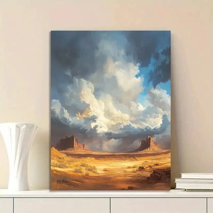 Beautiful Desert Landscape With Storm Clouds Gathering 40x60cm Metal Print Ready to Hang