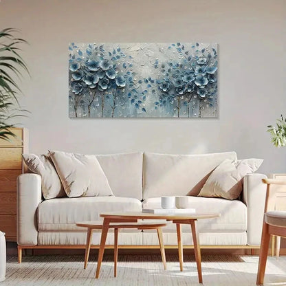 Nordic Abstract Floral Blue Wall Art Canvas Office Home Room Framed 120x60cm
