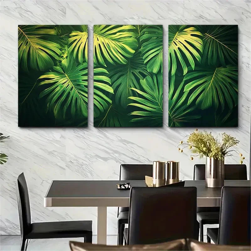 3pcs Vintage Botanical Palm Leaves F   Wall Art Set Canvas Framed 40x60cm - High Quality Print 100% Australian Made Wall Canvas Ready to Hang - Bella Home Decor
