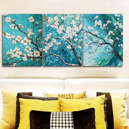 3pcs green and white blossoming Wall Art Canvas Unframed - High Quality Print 100% Australian Made Wall Canvas - Bella Home Decor