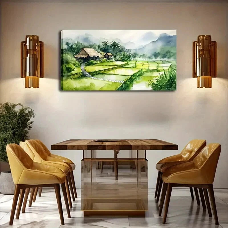 Summer Ladder Hut Décor Wall Art Canvas Office Home Room Framed 120x60cm - Bella Home Decor