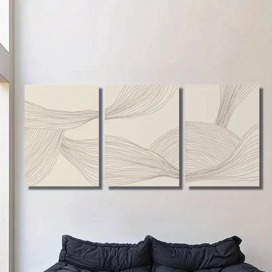 3pcs Abstract Line Art Minimalist Bohemian Style Metal Print Ready to Hang Art