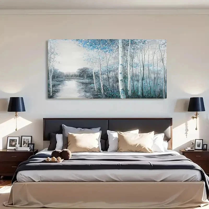 Abstract Blue Tree Versatile Wall Art Canvas Office Home Room Framed 120x60cm