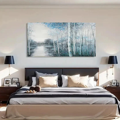 Abstract Blue Tree Versatile Wall Art Canvas Office Home Room Framed 120x60cm