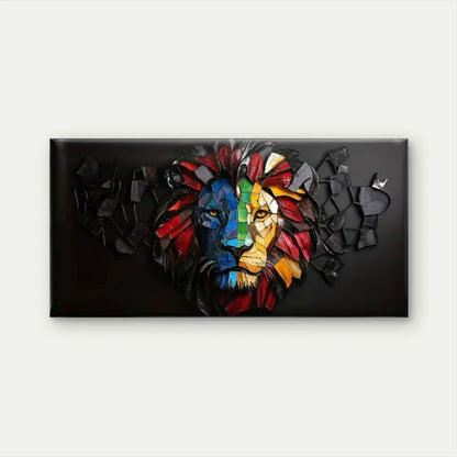 Lion Graffiti with Colorful Wall Art Canvas Office Home Room Framed 120x60cm